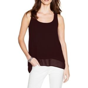 White House Black Market Maroon Layered Tank Top